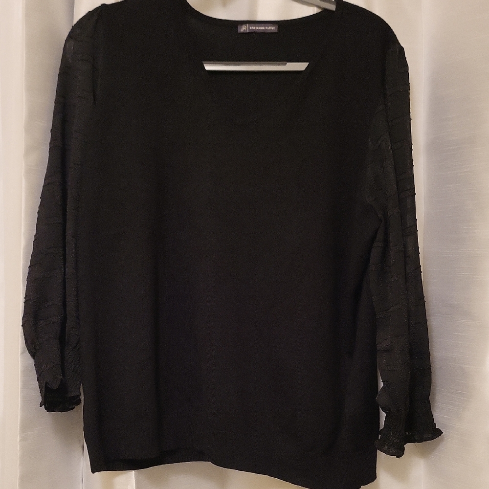 Adrianna Papell Black V-Neck Sweater